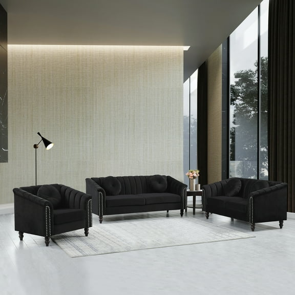 Modular Sectional Sofa Set - 3 Piece Microfiber Couch for Living Room - Modern Furniture
