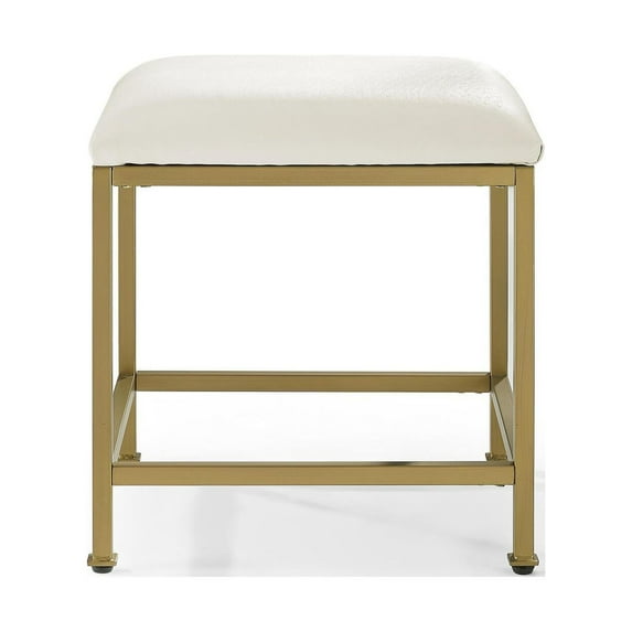 Maykoosh Timeless Trends Vanity Stool Soft Gold, 17"D x 18"W x 27.75"H, Art Deco Inspired Design, Sturdy Steel Construction, Versatile Vanity Desk Stool/Chair, Stylish Stool for Vanities