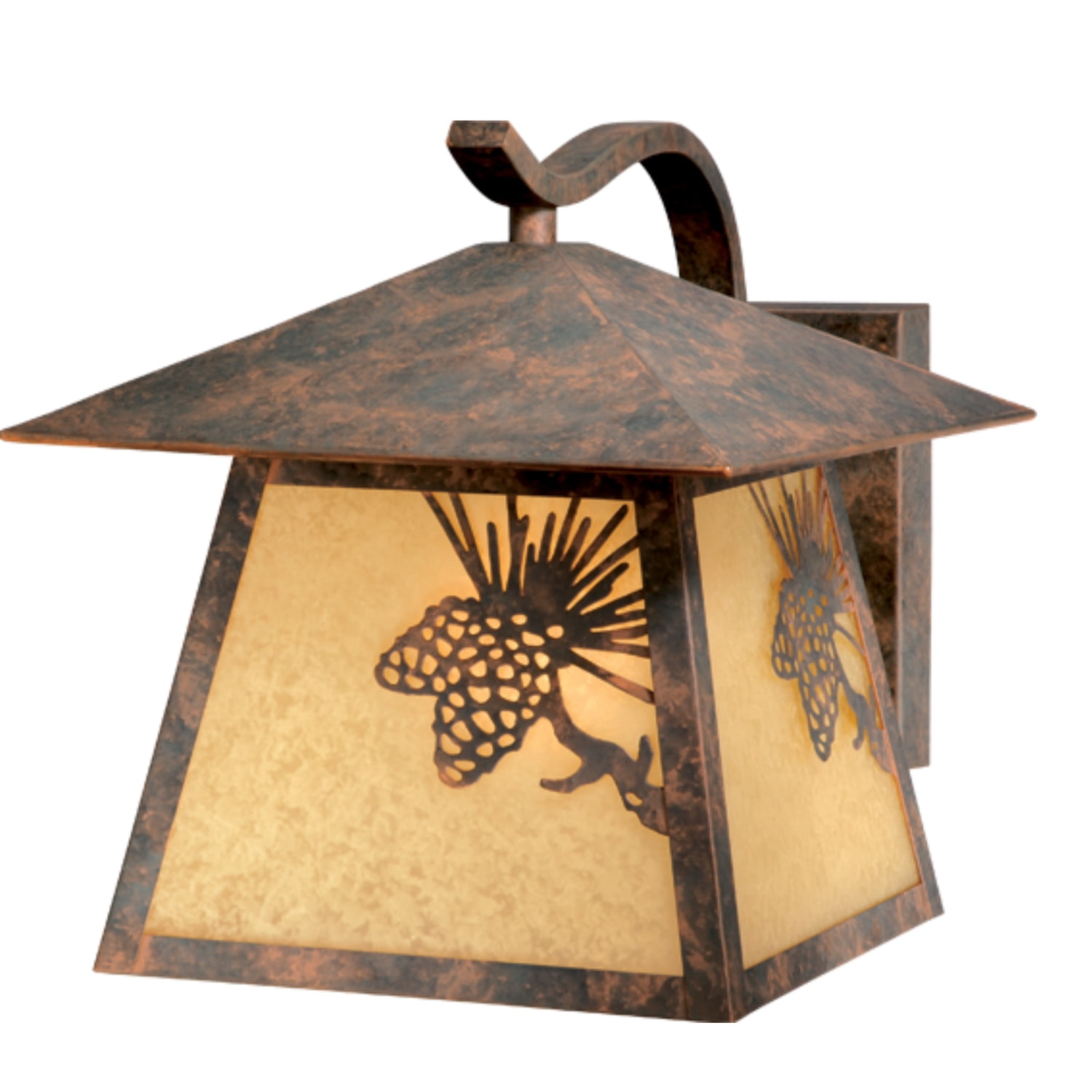 Maykoosh Tribal Treasures 1 Light Bronze Rustic Pinecone Outdoor Wall Lantern With Amber Glass - Perfect Nature-Inspired Lighting For Porch Or Entryway