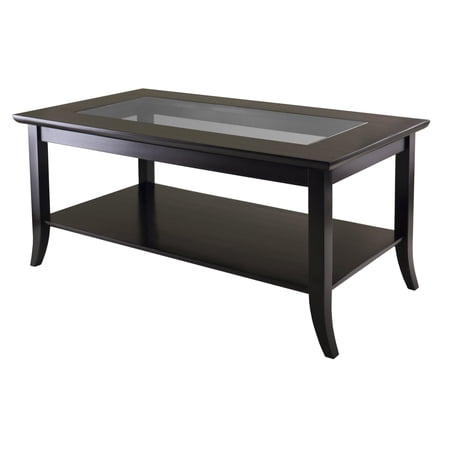 Modern Coffee Table with Glass ShelfRectangular Living Room Table - 40" X 22" Espresso Finish