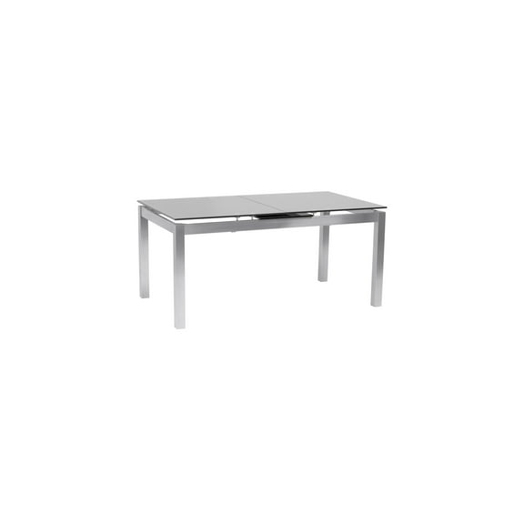 Extendable Dining Table - Gray Glass Top & Stainless Steel Base - 62" to 78" W