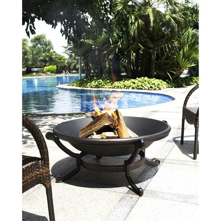 Maykoosh Classic Charm Outdoor Fire Pit with Oversized Bowl and Steel Mesh Lid - Antique Black, 40.5 x 40.5 x 22 inches, Sturdy Steel Construction, Easy Assembly, Stylish Outdoor Firepit