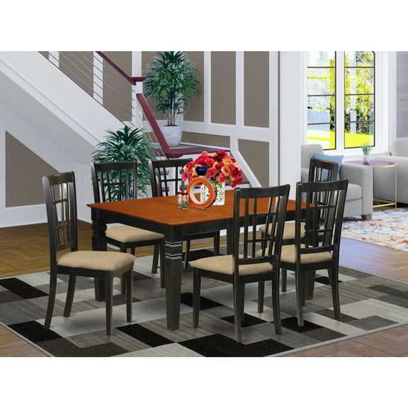 Tuscan Dining Table Set - Kitchen Table & Chairs - 7 Piece Wood Set