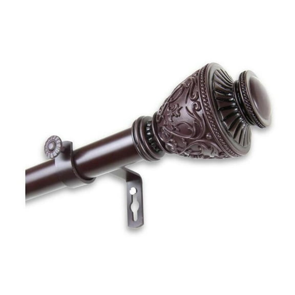 Treats Curtain Rod - 160-240 Inch Adjustable Rod - Elegant Mahogany Finish - Single Window Curtain Rod