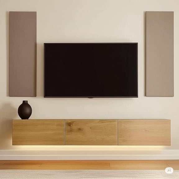 Maykoosh Urban Oasis 65 Inches Luxurious and Durable Floating TV Stand Wall Mounted Entertainment Center with Cable Management, Sturdy Floating Entertainment Center