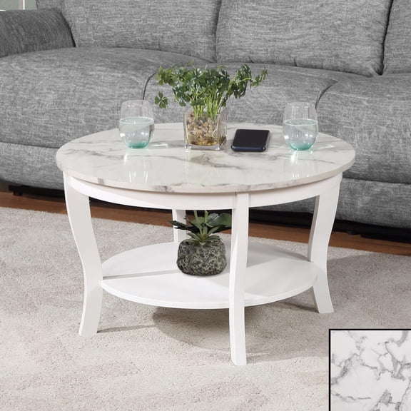 Maykoosh Urban Oasis Round Coffee Table with Shelf, Wood Finish, Classic Transitional Style Table, Two Tier Spacious Shelving, 30.00 x 30.00 x 18.00 Inch