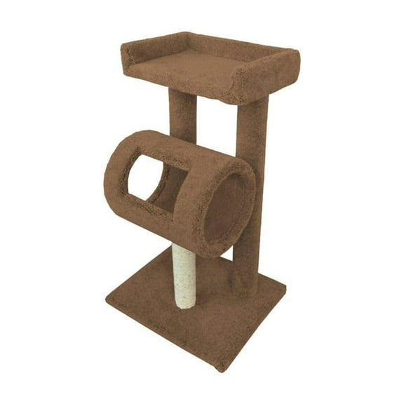 Maykoosh Artisanal Abode Spacious Cat Tree Perch for Large Cats, Durable Carpet Upholstered Cat Play Tower, Sturdy Wood Construction-Color:Brown