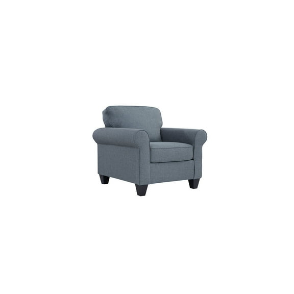 Cottage Blue Armchair - Linen-Like Fabric Chair with Rolled Arms - Oversized Comfort Seating