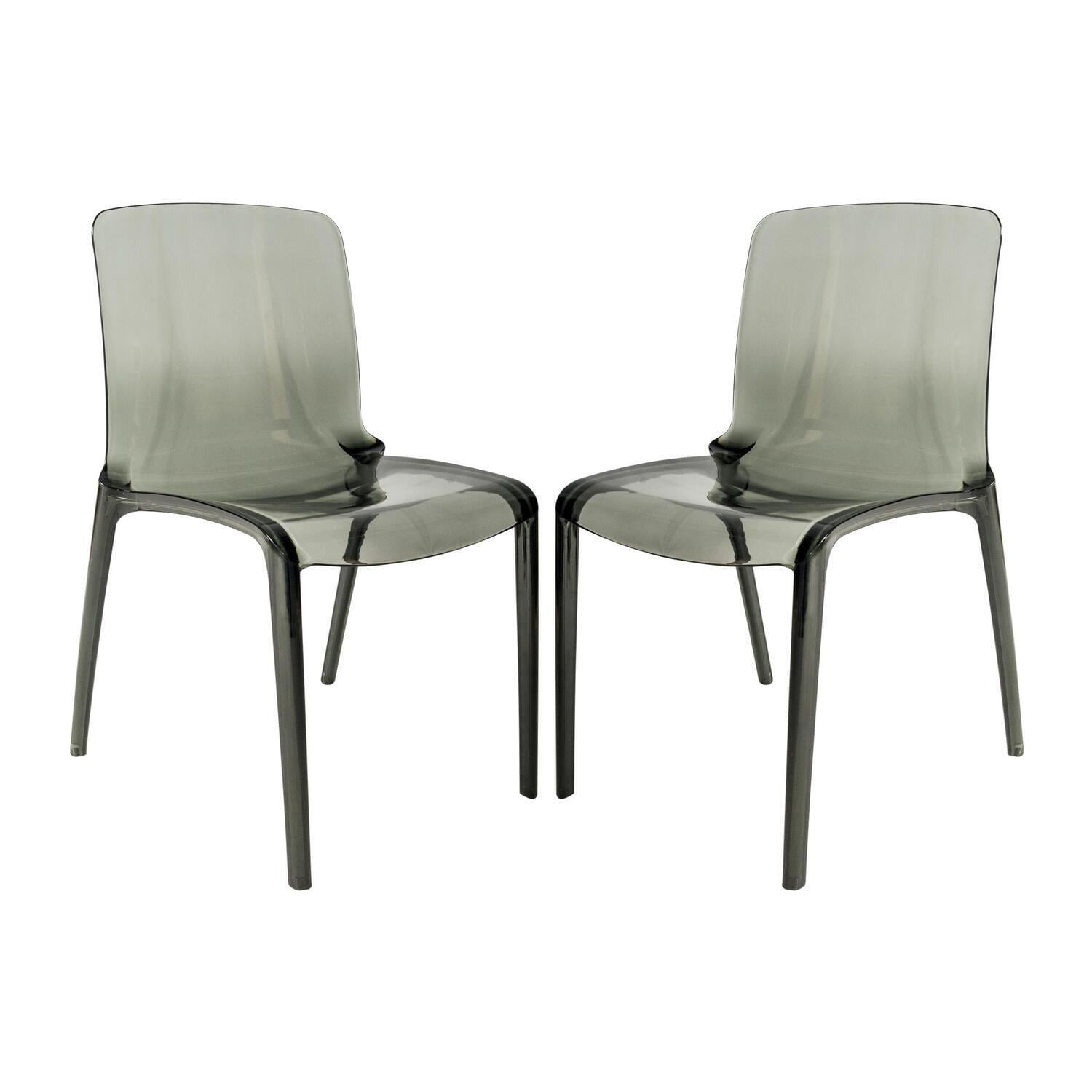 Murray Modern Transparent and Black Dining Chair Duo