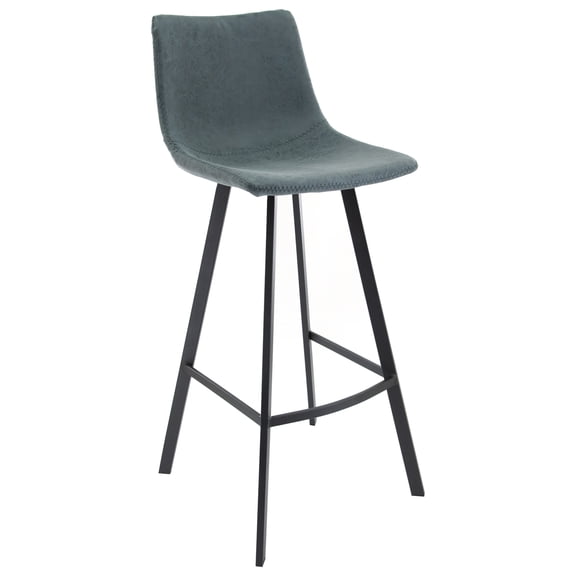 Modern Leather Bar Stools - Victorian Elegance, Iron Legs, Footrest - Kitchen Counter Height