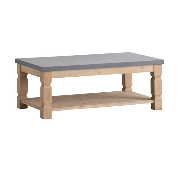 Wood Coffee Table with Shelf - Rustic Modern Living Room Table - 41.4 Lb - Natural Gray Finish