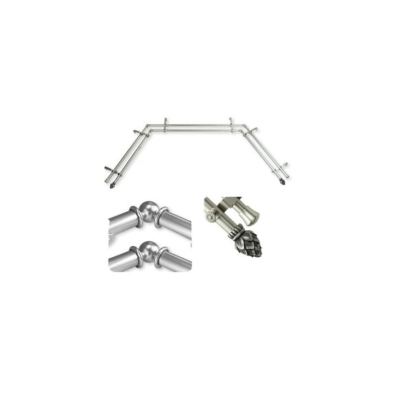 Adjustable Curtain Rod Set with Finials - Satin Nickel - 20-72 Inch