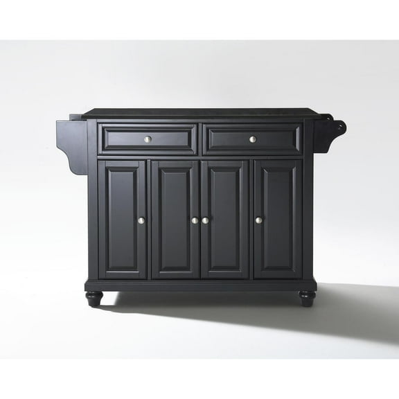 Kitchen Island Granite Top Full Size, Portable Kitchen Cart, Modern Kitchen Storage Island, White/Black