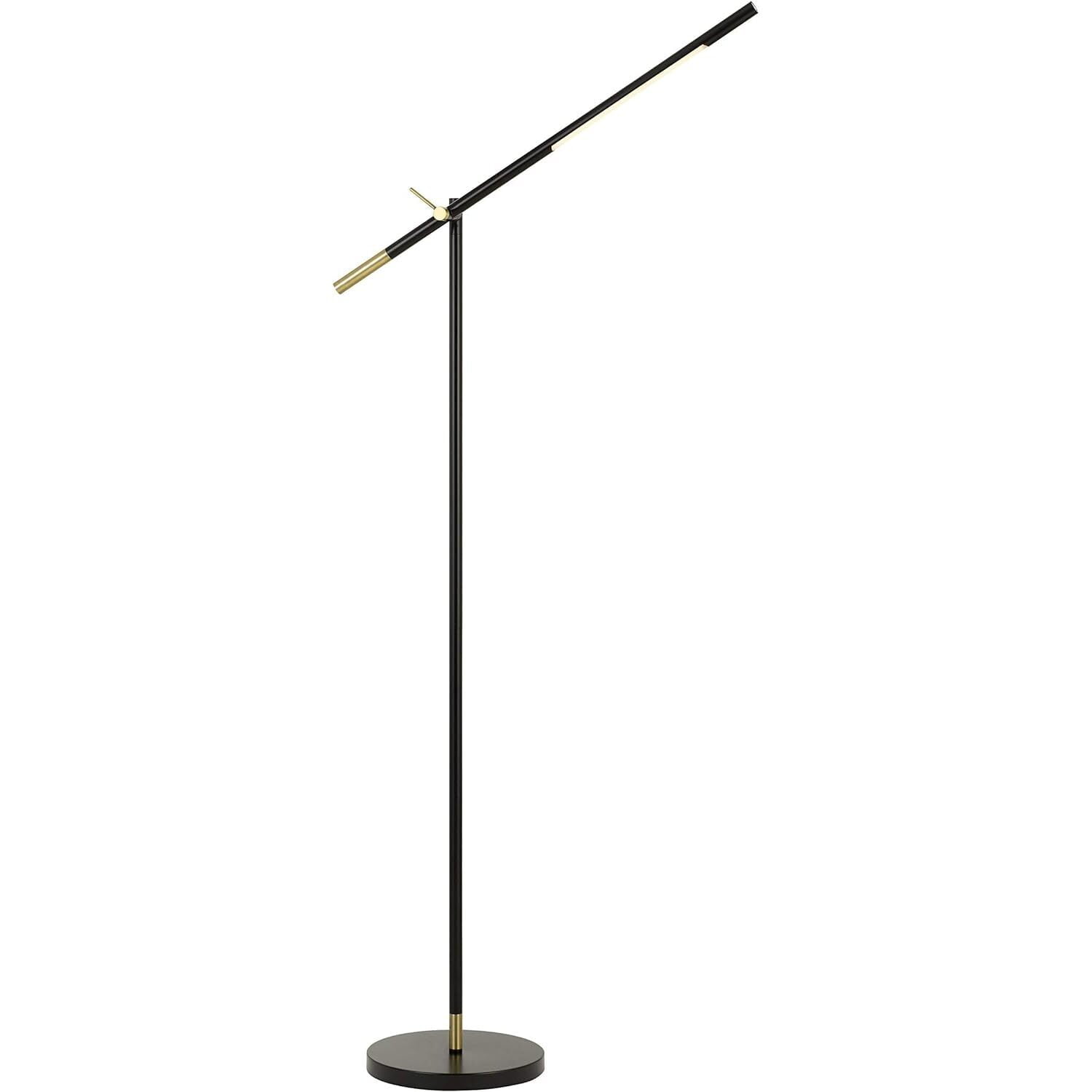Virton 68'' Adjustable Two-Tone LED Floor Lamp in Black and Antique Brass