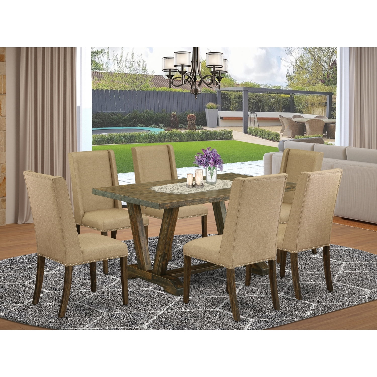 Maykoosh Victorian Vintage - 7-Piece Dining Room Set - 6 Parson Chairs ...