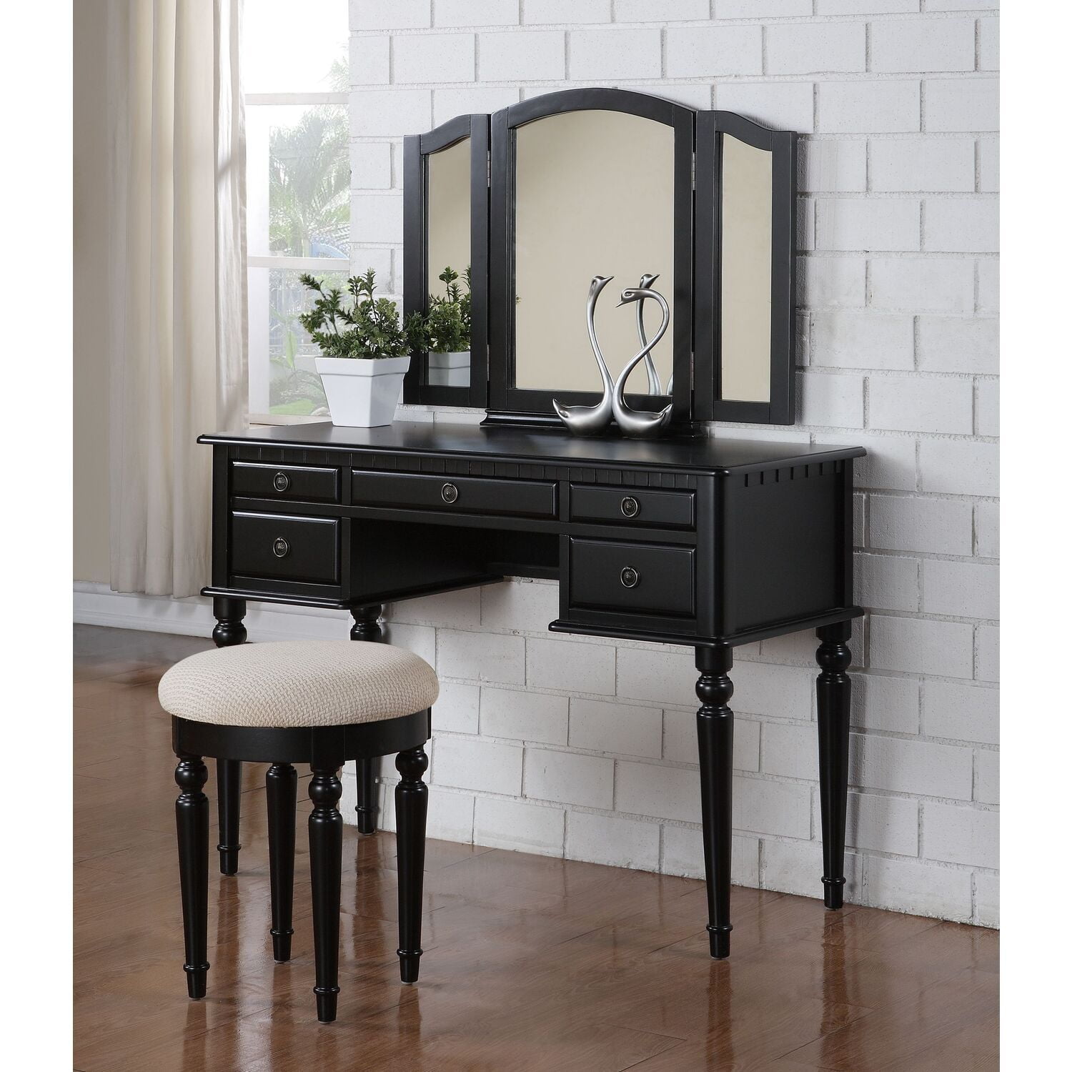 Maykoosh Victorian Vintage Furniture Wood Vanity Set with