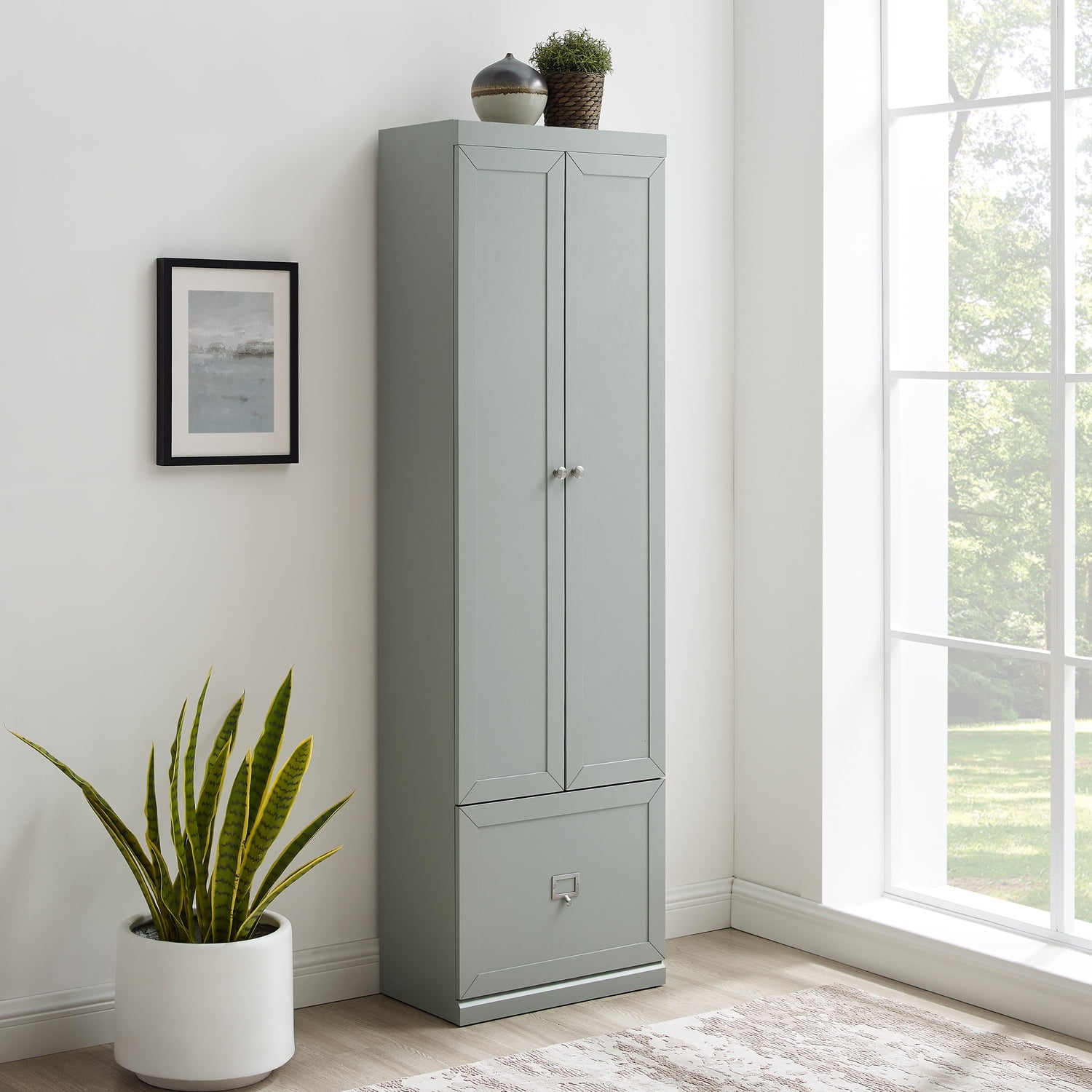 Convertible Storage Cabinet - Pantry Closet - Gray - 22"W x 12.5"D x 74"H