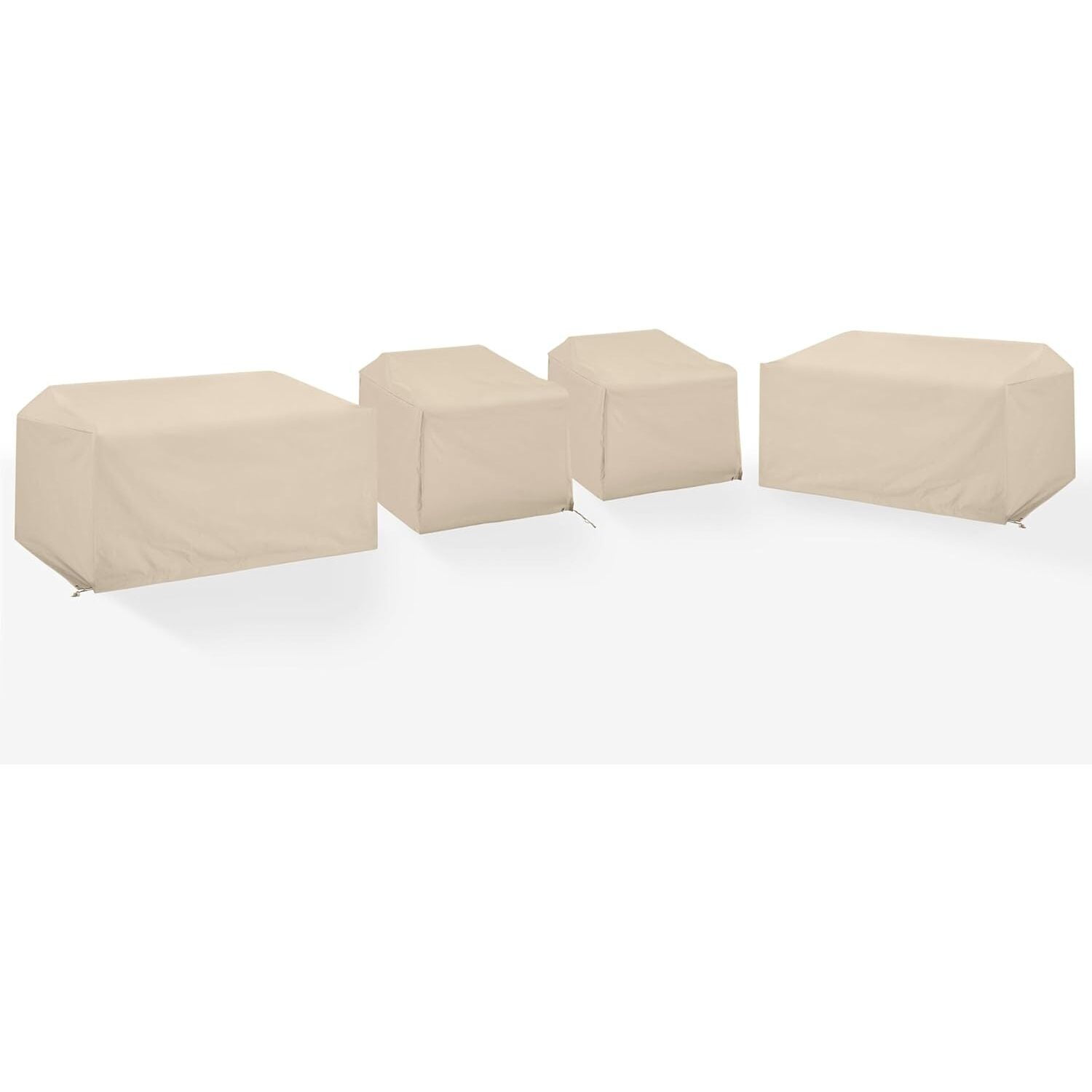 Outdoor Furniture Covers 4pc Patio Sectional Set - Waterproof, Durable, Tan Vinyl, Drawstring Closure
