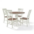 thumbnail image 1 of Round Dining Set - 5 Piece Table & Chair Set - Pedestal Table - Antique Finish - Kitchen Dining Room, 1 of 5