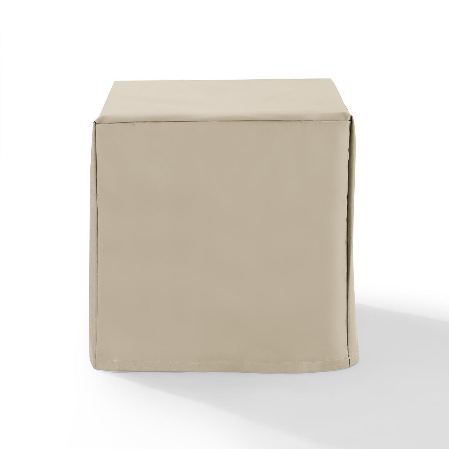 Outdoor End Table Cover - Waterproof Vinyl Patio Furniture Protector - Washable, Tan - 21" x 21"