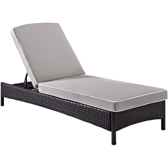 Outdoor Chaise Lounge Wicker Patio Lounge Adjustable Recliner - Brown Cushions