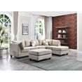thumbnail image 1 of Maykoosh Elegant Escape L-Shape Sectional Sofa with Button-Tufting, Removable Backs and Pocketed Coil Seating, Track Arm Style, Living Room Sectional Couch -111"D x 78"W x 34"H-Color:Vanilla, 1 of 6