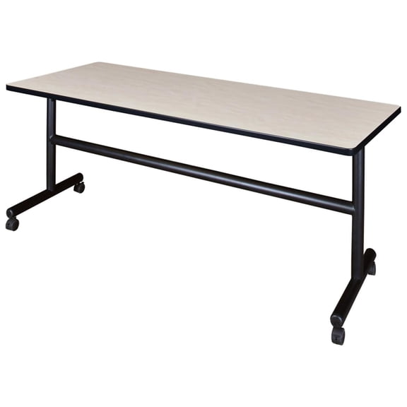 Maykoosh Zenzone 72" Flip Top Mobile Training Table- Maple, Adjustable and Foldable Office Conference Table with Wheels for Meeting Rooms and Classrooms