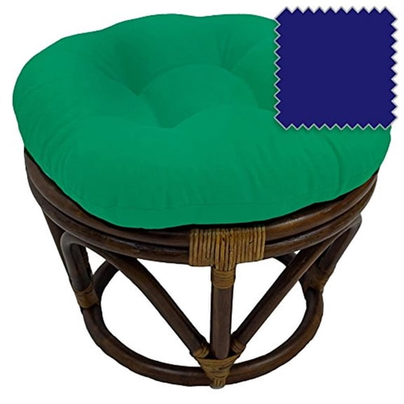 Rattan Footstool Ottoman with Cushion - Modern Foot Rest for Living Room, Bedroom, Patio