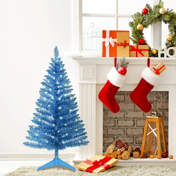 Maylaviu 4ft Blue Halloween & Christmas Tree w/122 Branch Tips, Includes Separate String Lights (Not Pre-Lit)