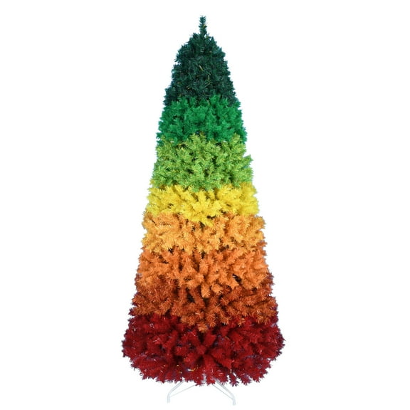 Maylaviu 7.5FT Artificial Colorful Rainbow Hinged Christmas Tree, 1927 PVC Branch Tips, Unlit