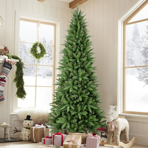 Maylaviu 7 ft Unlit Small Christmas Tree, Artificial Fir Tree with PE & PVC Mixed Branches, Green
