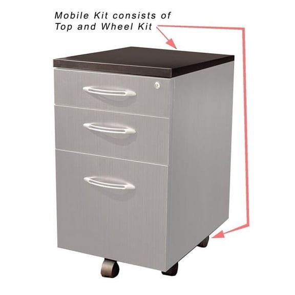 Mayline Aberdeen Credenza Mobile Kit in Mocha