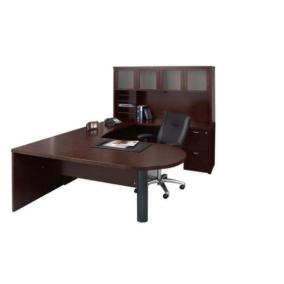 Mayline MEU2ESP 72 x 108 in. Mira Series Suite 15 U-Shaped Desk, File-File Pedetal - Espresso