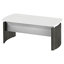 Gray Steel Laminate Curved Desk with Beveled Edge