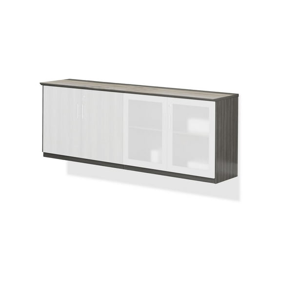 Mayline Medina Series Low Wall Cabinet - 72" Width X 20" Depth X 29.5" Height - 2 Shelve[s] - Beveled Edge - Steel, Polyvinyl Chloride [pvc], Glass, Wood - Gray, Laminate (mvlcclgs)
