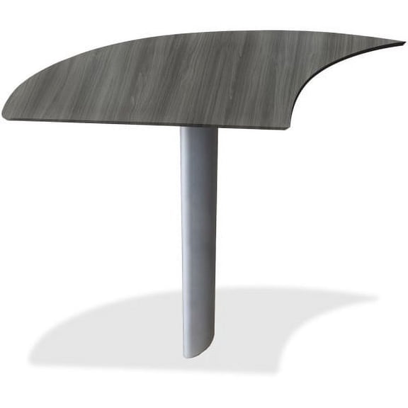 Mayline Medina - Curved Desk Extension 1" Work Surface, 28" x 47" x 29.5" - Beveled Edge - Material: Steel, Polyvinyl Chloride (PVC) Edge - Finish: Gray, Laminate, Silver Base