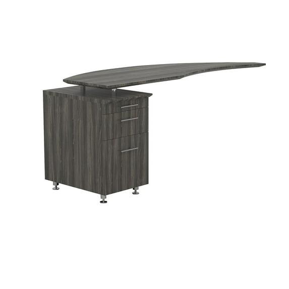Mayline Medina Curved Desk Return With Pedestal (Left) in Gray Steel