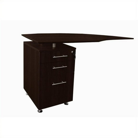 Mayline Medina Curved Desk Return With Pedestal (Left) in Mocha