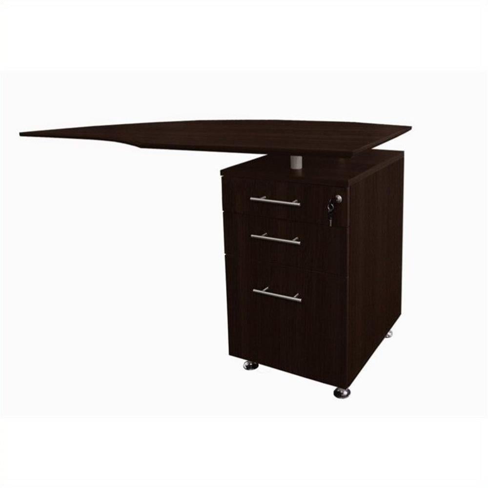 Mocha Laminate Right Desk Return with Pedestal