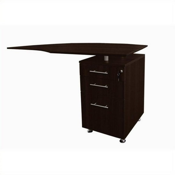 Mayline Medina Curved Desk Return With Pedestal (Right) in Mocha