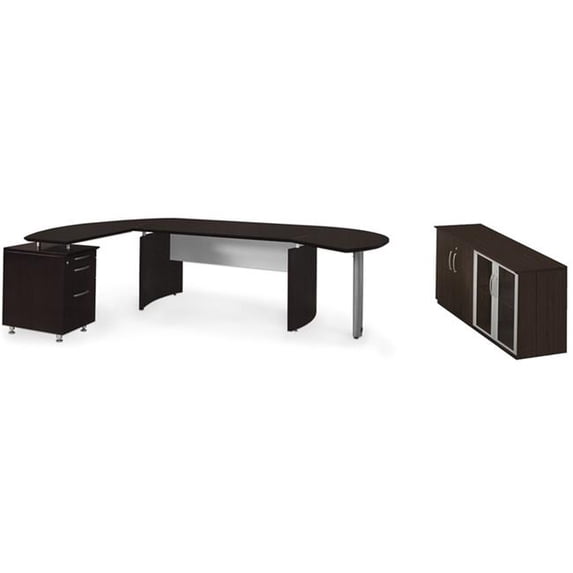 Mayline MNT8LDC 63 in. Medina Series Typical Suite 8 Office Desk - Mocha - 29.5 x 107 x 103 in.