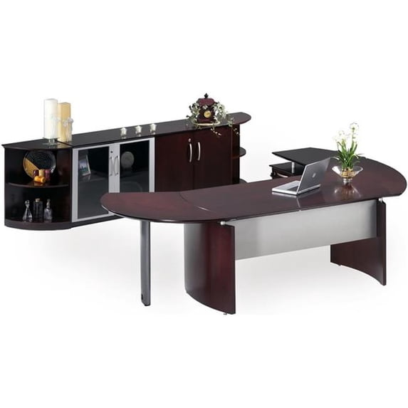 Mayline NT9MAH Napoli Suite 9 Executive Office Desk Set, Mahogany - 29 x 116 x 103 in.