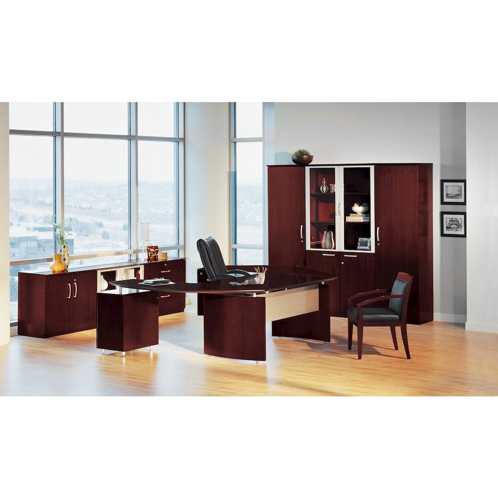 Mayline Napoli 72" Desk and Cabinets Office Set in Sierra Cherry
