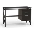 thumbnail image 1 of mayline 1006bb soho glass top desk with 2 drawer file, textured black laminate, 1 of 2
