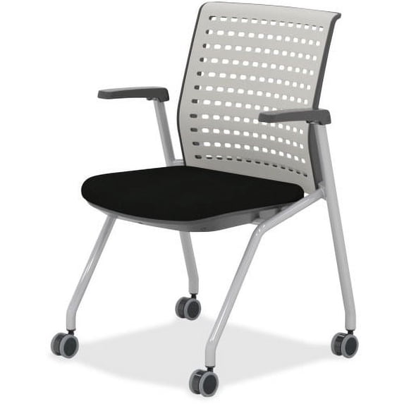 Mayline Thesis Static Back Training Chair - Gray Seat - Light Gray Poly Back - Gray Frame - Four-legged Base - Steel - 2 / Carton