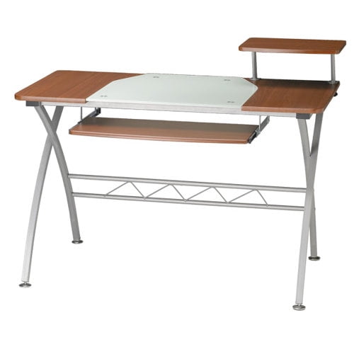 Eastwinds Vision Computer Desk, 47-1/4w X 27d X 34h, Med Cherry With White Glass