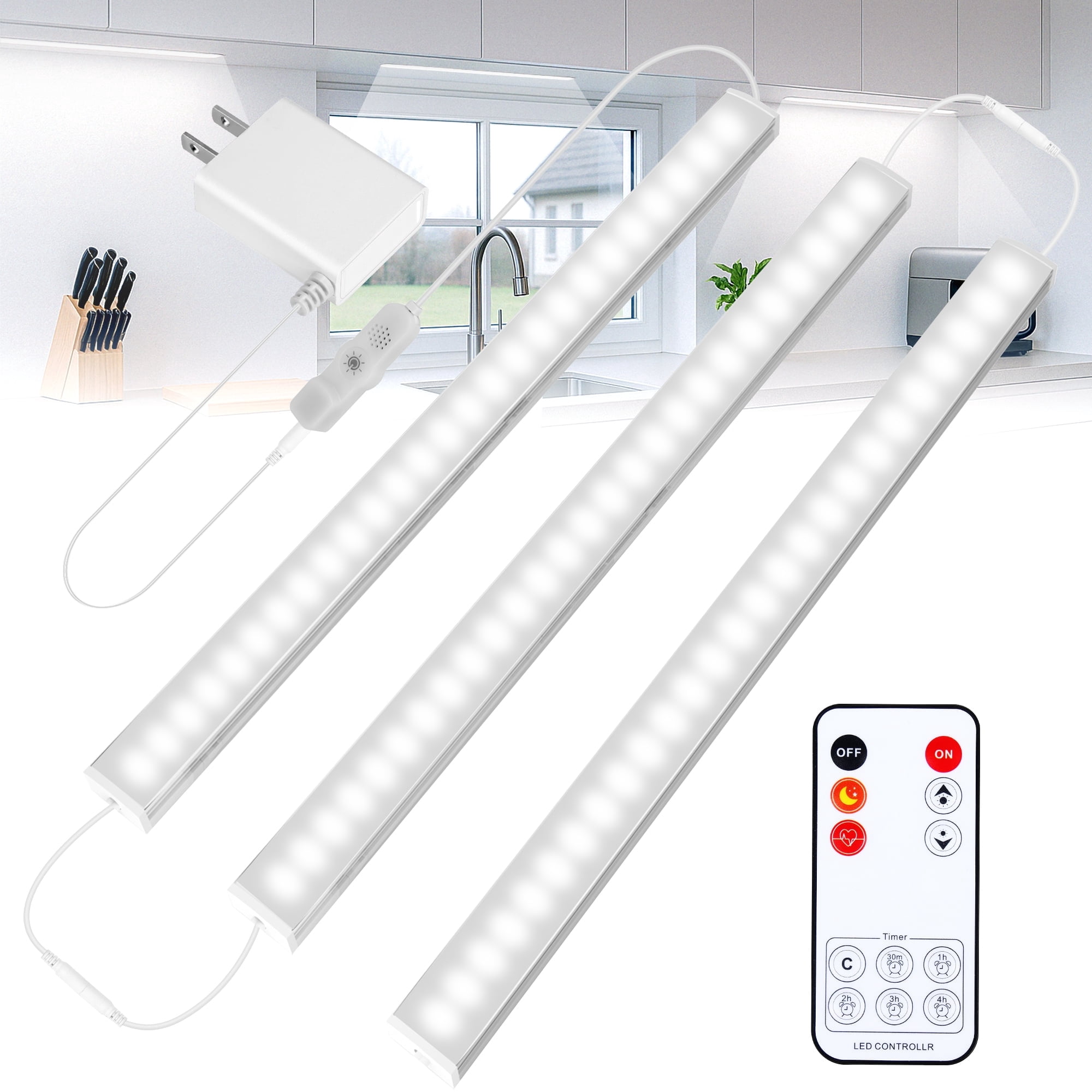 Maylit Under Cabinet Lights Plug in, 3 Pcs 12 Inch Ultra Thin Under ...