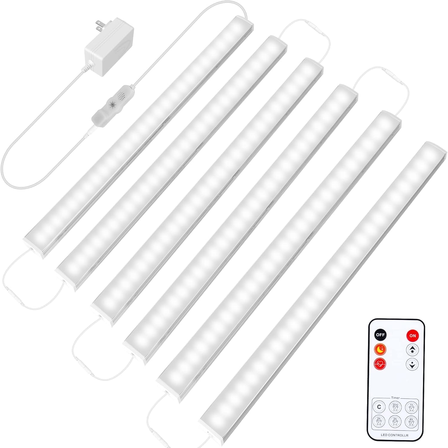Maylit Under Cabinet Lights Plug in, 6 Pcs 12 Inch Ultra Thin Under Cabinet Lighting, Super Bright Daylight White Under Counter Lights for Kitchen, Dimmable Light for Cabinet, Counter, Workbench