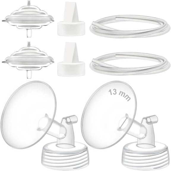 Maymom 13 mm Flanges, Duckbill Valves, Tubes, Backflow Protectors Compatible with Spectra S1 S2 9 Plus Breastpump. Replacement Pump Parts for Spectra Pump Accessories