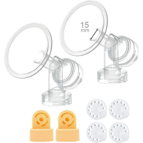 Maymom 15 mm 2x One-Piece Extra Small Breastshield with Valve and Membrane Compatible with Medela Breast Pumps